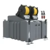The 2 Man 1000L Window Cleaning Pole System (Delivery) with Electric Reels features a grey body, digital control panel, two yellow electric reels on top, and four stabilising feet for heavy-duty window cleaning operations.