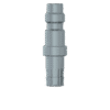 The PowerUP Series 26 Plug with 1/2" Hosetail, a metallic cylindrical component featuring multiple ridges and grooves, is vital for WFP or Pure Water window cleaning systems and is shown vertically against a plain white background.
