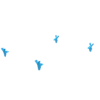 Four electric blue, abstract bird-shaped objects—Tank Mounted Pole Holsters Electric Blue—are evenly spaced against a plain white background, appearing to float in mid-air.