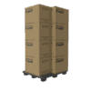 A stack of six boxes labelled "12 x Waterworks XL Manual Hose Reel LHW or RHW" is arranged on a black pallet against a plain white background.